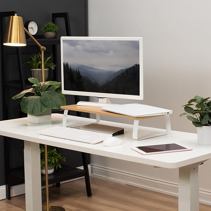 VIVO 24 inch Monitor Stand, Wood and Steel Desktop Riser, Small TV, Ergonomic - Image 4