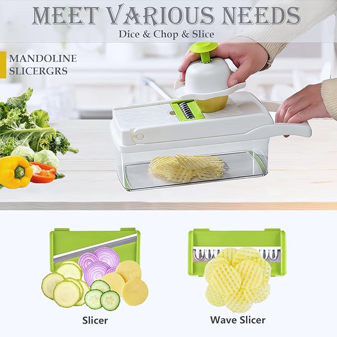 Pro-Series 20-in-1 Vegetable Chopper, Dewpeton Mandoline Slicer, Veggie Chopper - Image 4