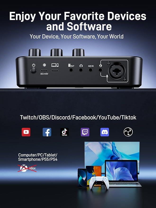 MAONO Gaming Streaming Equipment Bundle: Audio Interface Mixer and XLR Dynamic - Image 9