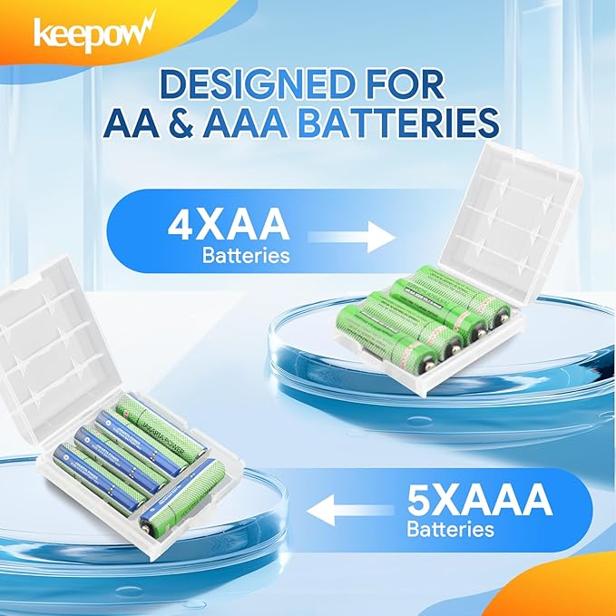 KEEPOW 9 Pcs AA/AAA Battery Storage Case Holder Box - Image 3