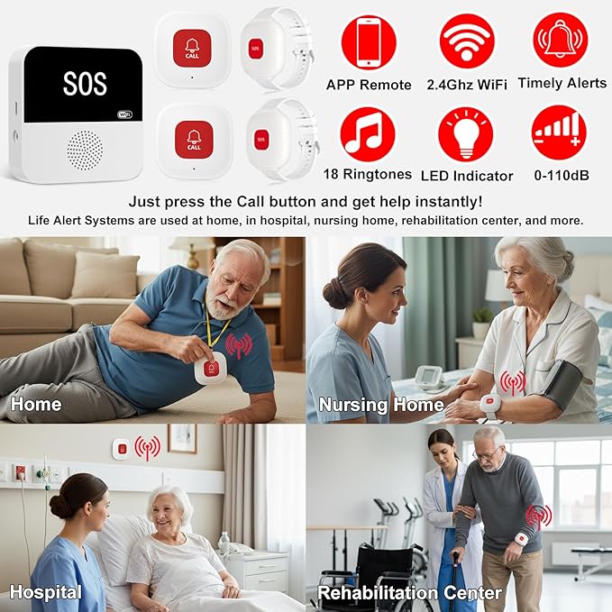 PerfeSafe Life Alert Systems for Seniors No Monthly Fee, Wi-Fi APP Control - Image 3