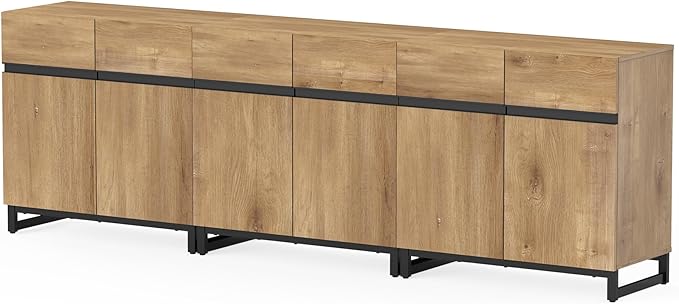 WAMPAT Modern TV Stand for TVs up to 110 inch, 3 in 1 Wood Entertainment Center - Image 8
