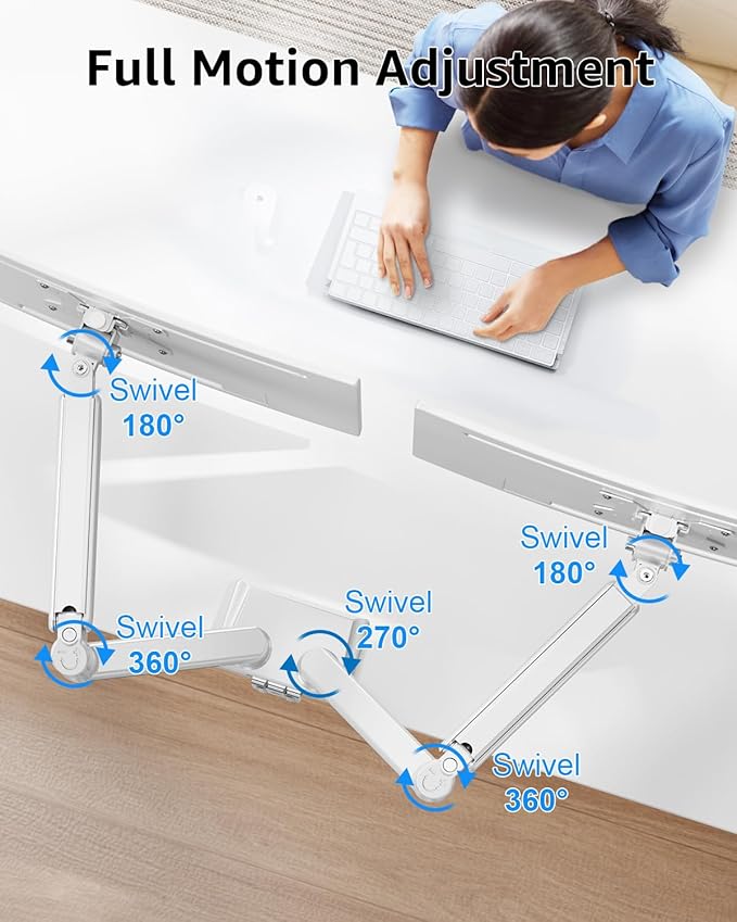 Dual Monitor Stand fits up to 32 inch, 4.4-22 lbs Computer Screens, Dual - Image 3