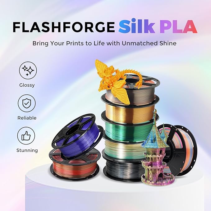 Flashforge 3D Printer Filament Silk PLA 1.75mm 1kg Spool-Dimensional Accuracy - Image 2