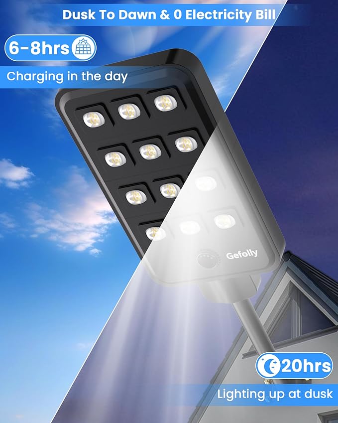 Gefolly G-13000W Solar Street Light Outdoor, Wide Angle Commercial Parking Lot - Image 2