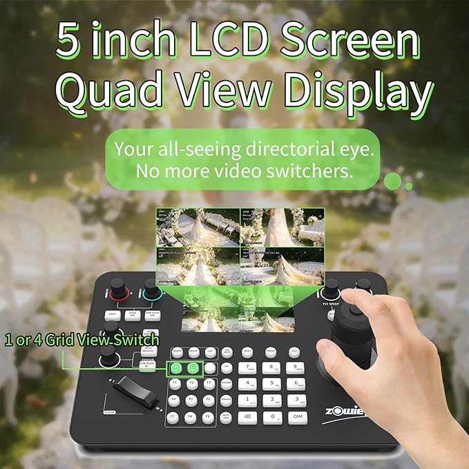 Zowietek PTZ Controller 7D Joystick Keyboard, HDMI Output, Automatic Camera - Image 4