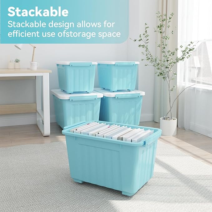 Nazhura 72 Quart Plastic Storage Bin, Stackable and Nestable Storage Boxes - Image 5