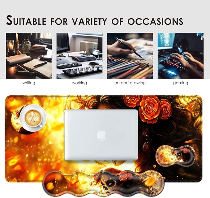 BFUKVOU Large Keyboard Mouse Pad Set, Extended Mouse Pad+Keyboard Wrist Rest - Image 7