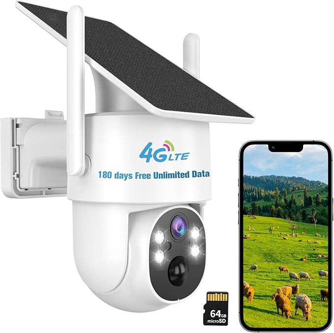 Kweiugfi 4G LTE Cellular Security Camera Outdoor, 365 Days Unlimited Data by CellularSolarSecurityCame