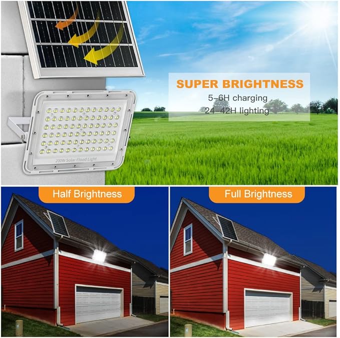 200W LED Solar Flood Lights, 18000Lumens Street Flood Light Outdoor IP67 - Image 2
