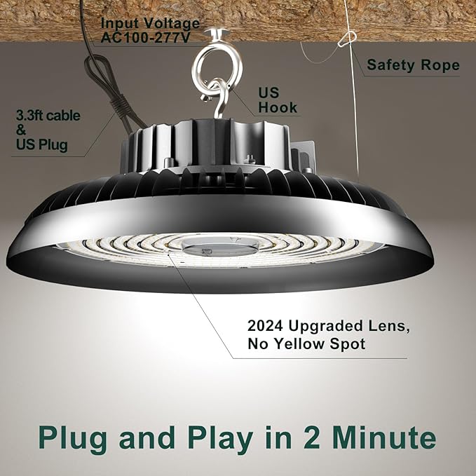 ACOHOOK LED High Bay Light 420W 60000lm 5000K High Bay LED Shop Lights - Image 5
