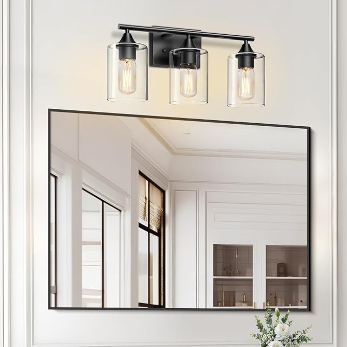 XPEHK Bathroom Lighting Fixtures Over Mirror, 3-Light Black Bathroom Vanity - Image 8