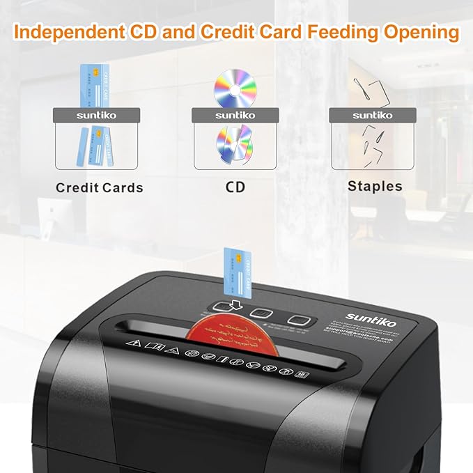 Suntiko Paper Shredder, 18-Sheet Cross Cut Level P-4, Shred Paper/Credit Card/CD - Image 4