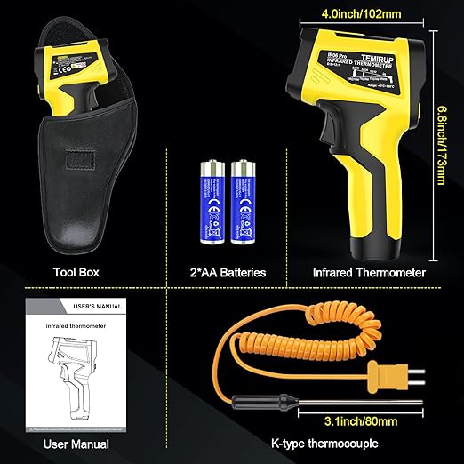 Infrared Thermometer Temperature Gun, TEMIRUP Non-Contact Digital IR Laser Temp - Image 9