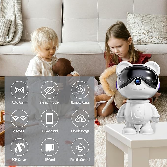 Dzcctvipc-Cute Bear-2K Wireless-Smart Robot-Home Security - Image 2