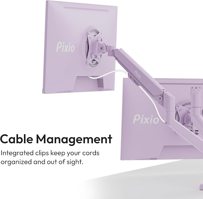Pixio PS1D Wave Purple Dual Monitor Arm Stand Desk Mount - Image 5