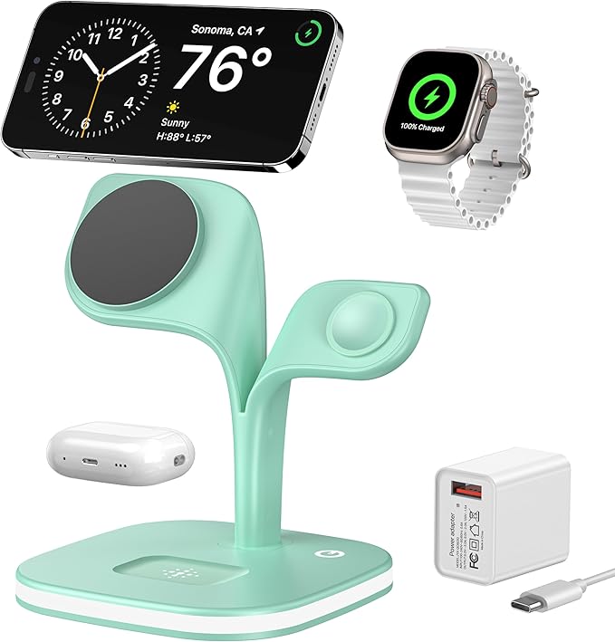 EXW Charging Station, Magnetic Wireless Charger, 5 in 1 Fast Mag-Safe Wireless by EXW