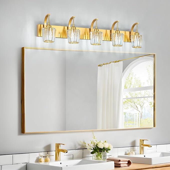 FDPBY Modern Bathroom Vanity Light, 5-Light Gold Wall Sconce - Image 7