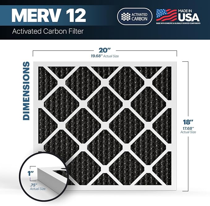 BNX TruFilter 18x20x1 MERV 12 Odor Defense AC Furnace Air Filter - Image 2