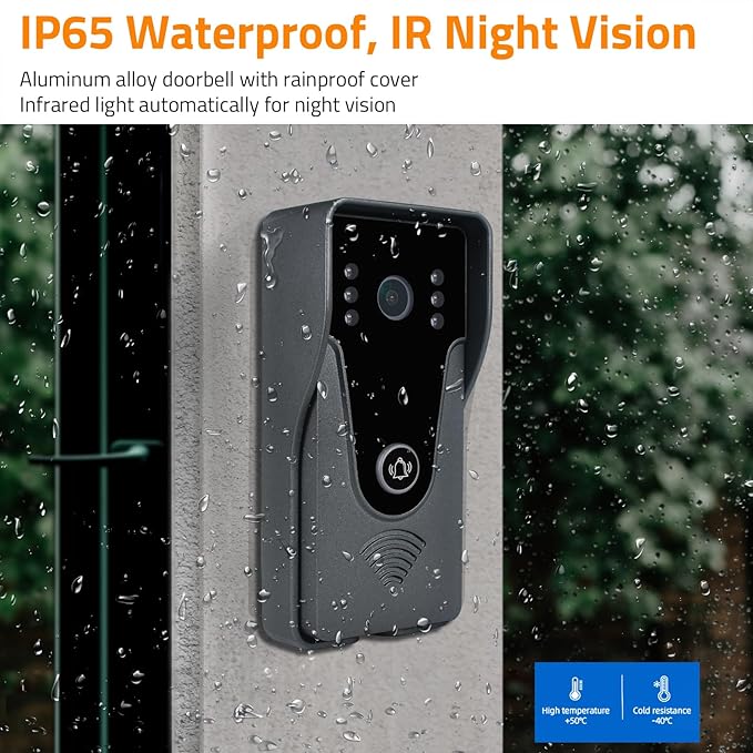 Wireless IP Video Doorbell Intercom System, WiFi 7 Inch Monitor - Image 5