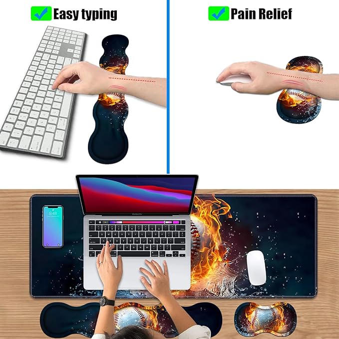 4 in 1 Ergonomic Keyboard Wrist Rest & Mouse Pad Wrist Rest Set, Large XXL - Image 6