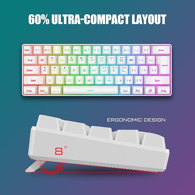 RedThunder 60% Mini Gaming Keyboard and Mouse Combo, Lightweight, Ultra-Compact - Image 2