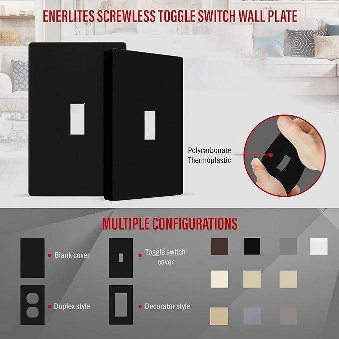 ENERLITES Screwless Toggle Switch Wall Plate, Child Safe Light Switch Cover - Image 3