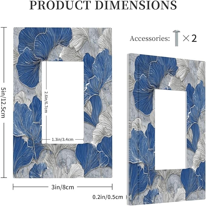 Bvtewkhz Abstract Blue Marble Plant Leaves 1 Gang Single Rocker Decorative - Image 4
