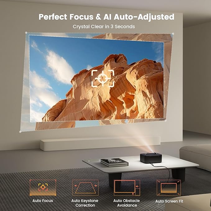 Projector-4K with WiFi and Bluetooth:Outdoor-Projector Smart TV OS 2.0 & DoIby - Image 6
