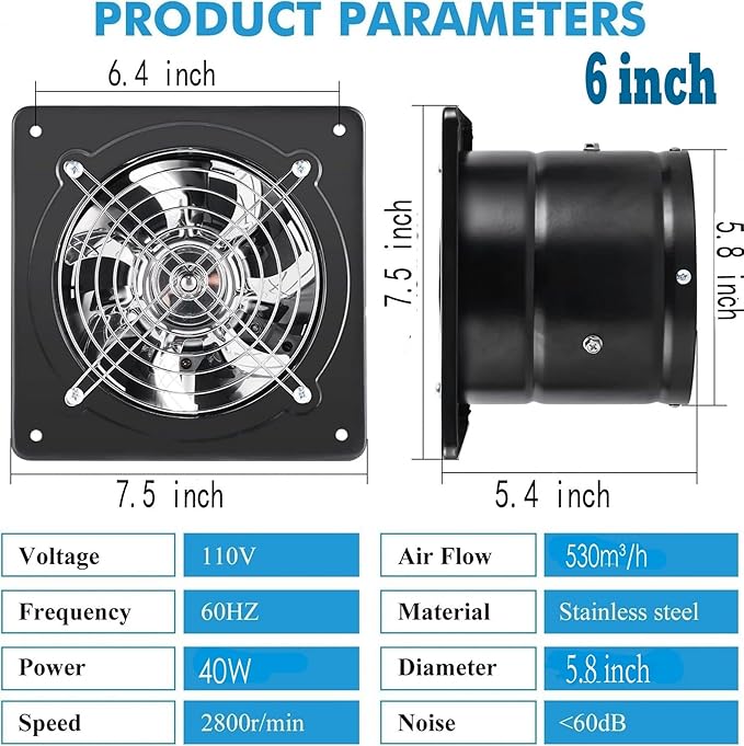 Aydomer Exhaust Fan 40W Through-wall installation Ventilation Fans 110V Exhaust - Image 4