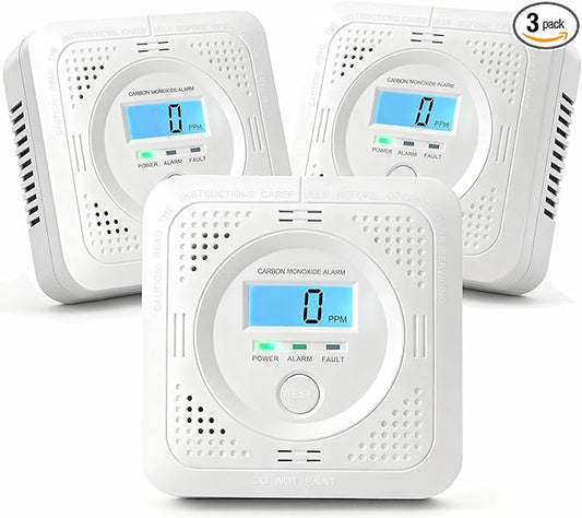3 Pack Carbon Monoxide Detector LCD Screen Real-Time Concentration Battery by Pumwry