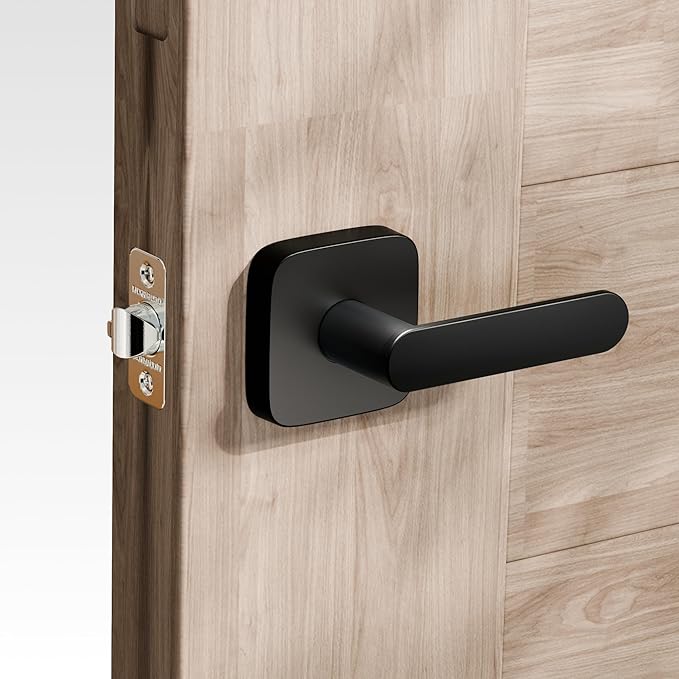 ULTRALOQ Passage Lever Door Handle, Reversible Black Front Door Handle No Lock - Image 2