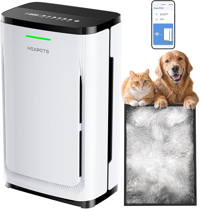Pet Air Purifier Large Home up to 4200 sq ft, Suck up Floating Cat Dog Hair by Heapets
