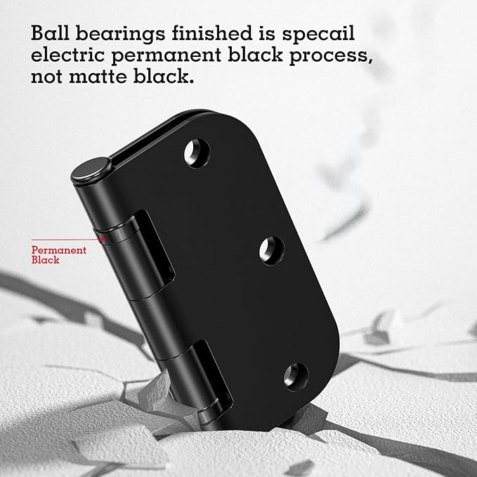 36 Pack Ball Bearing Matte Black Door Hinges 3.5 Inch 5/8" Radius Round Anti - Image 3