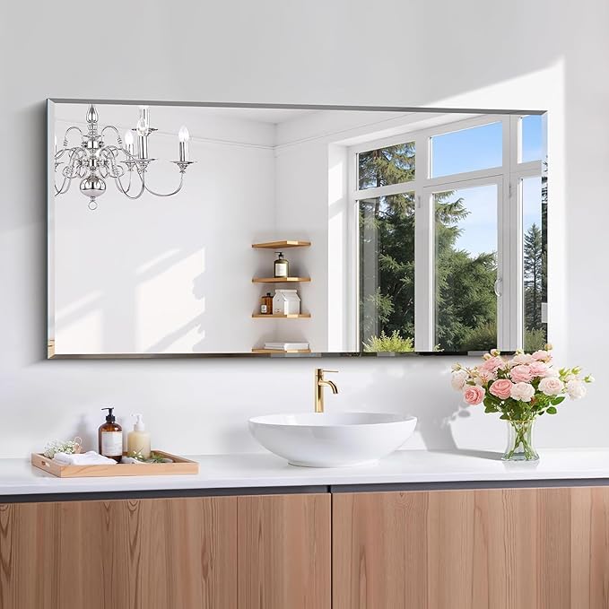 CILIBER Beveled Mirror, 24x48 Beveled Bathroom Mirrors by CILIBER