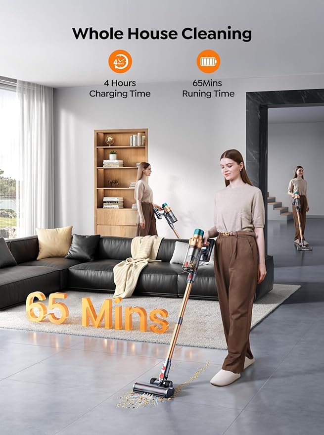 Cordless Vacuum Cleaner, 600W 50KPA 65 Mins Runtime Self-Standing Vacuum - Image 3