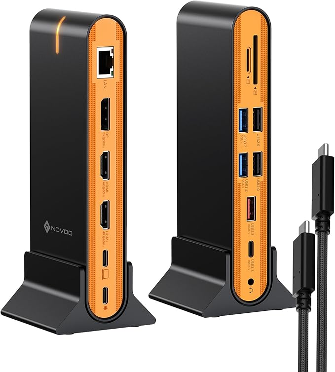 NOVOO Laptop Docking Station Dual Monitor, 15 in 1 Triple Display, 8K@30Hz DP - Image 9