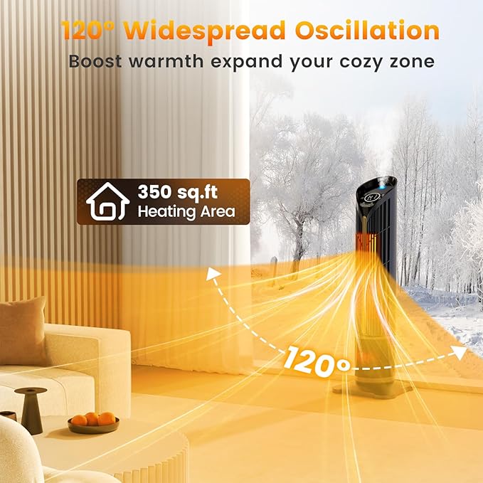 Auertech 28" Space Heater with Humidifier & LED Lights, 3 in 1 Electric Space - Image 4