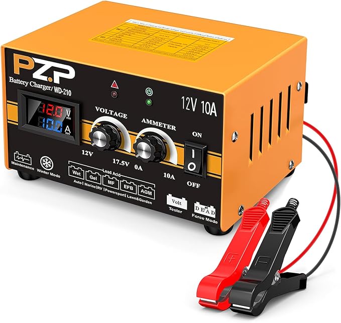 PZP 12V Manual Battery Charger Maintainer, 0 to 10A Arbitrarily Adjustable Car by PZP-AutomotiveParts