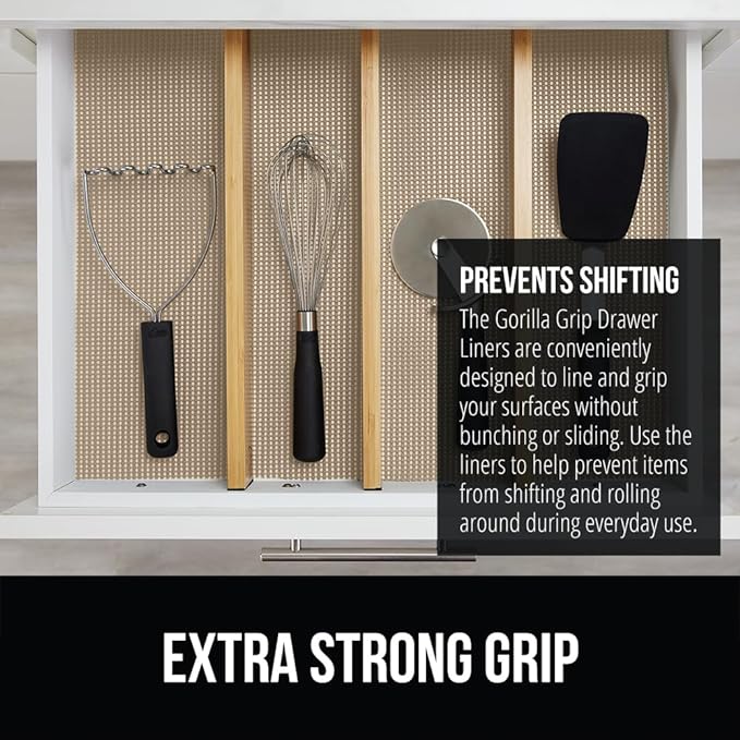 GORILLA GRIP powerGRIP Drawer Shelf and Cabinet Liner, Thick Strong Hold - Image 3