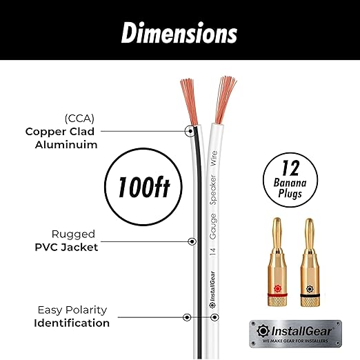 InstallGear 14 Gauge Speaker Wire - 100ft White Cable - Image 3