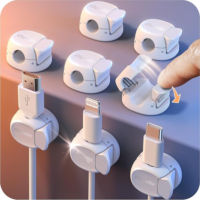 8Pack Cord Organizer Cable Clips, Chfeila Cord Holder, Desk Cable Management by Chfeila