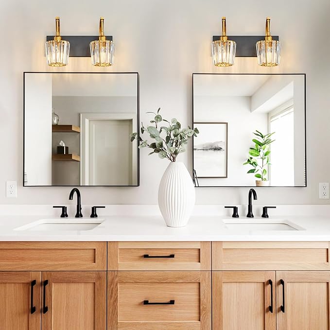FDPBY Modern Bathroom Vanity Light, 2-Light Black Gold Wall Sconce - Image 6