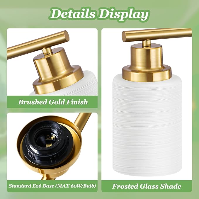 Guliaofo 3-Light Bathroom Light Fixtures, Vanity Lights - Image 3