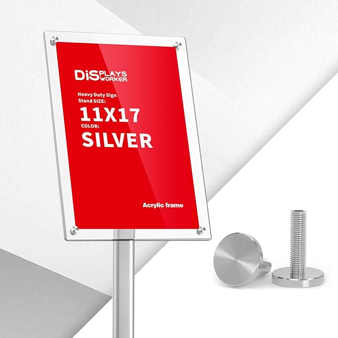 DISPLAYSWORKER Adjustable Heavy Duty Pedestal Acrylic Sign holder floor Stand - Image 3