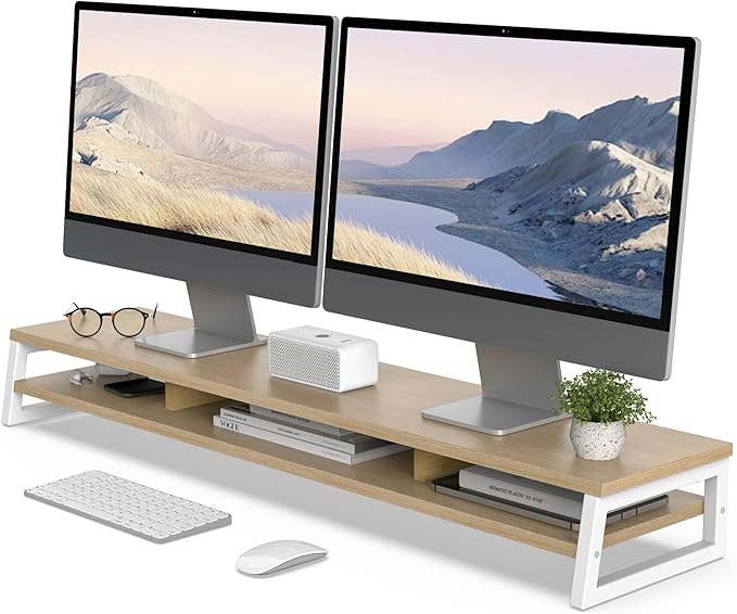 Fenge Dual Monitor Stand for Desk, 42.5in Large Monitor Riser for 2 Monitors by Fenge