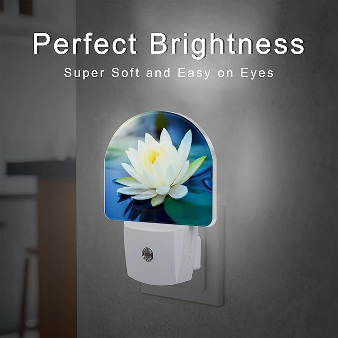 sndheke White Lotus Flower Night Light Plug into Wall, Beautiful Lotus in Pond - Image 2