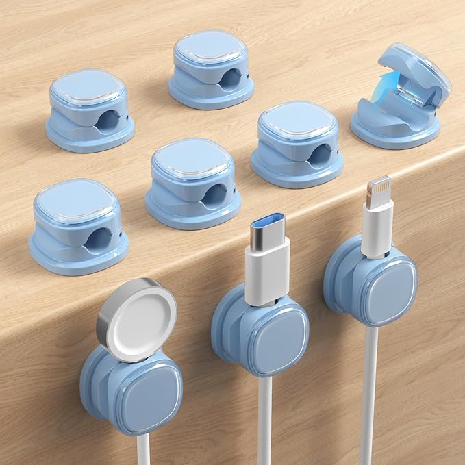 9 Pack Cord Organizer, Spring Cable Management, Adhesive Cute Cable Holder Clips by Funtin