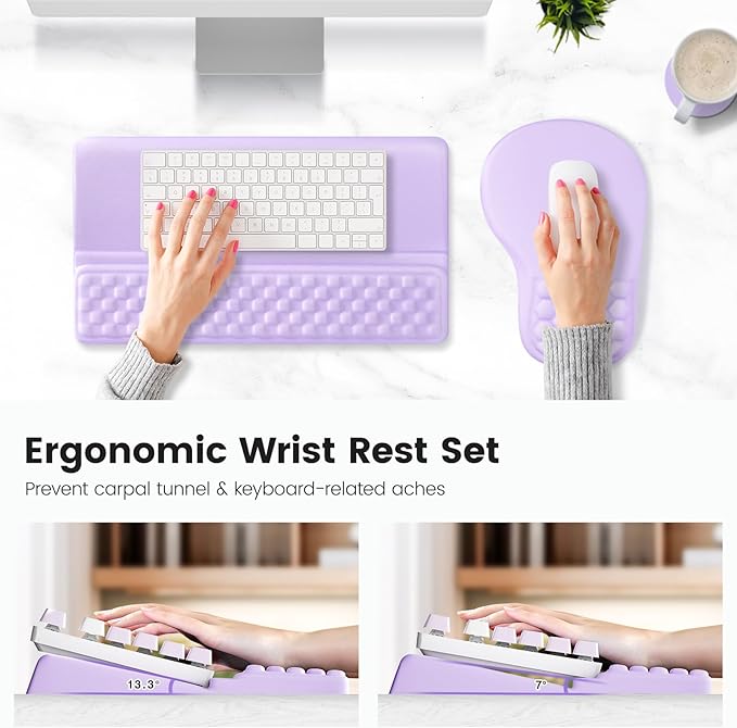 Ospelelf Ergonomic Mouse Pad and Keyboard Stand Wrist Rest Set, Memory Foam - Image 2