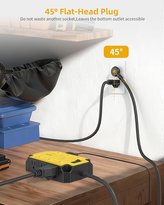 Heavy Duty Power Strip15 Amps/1200 Joules, 12 Outlets Industrial Magnetic Surge - Image 5